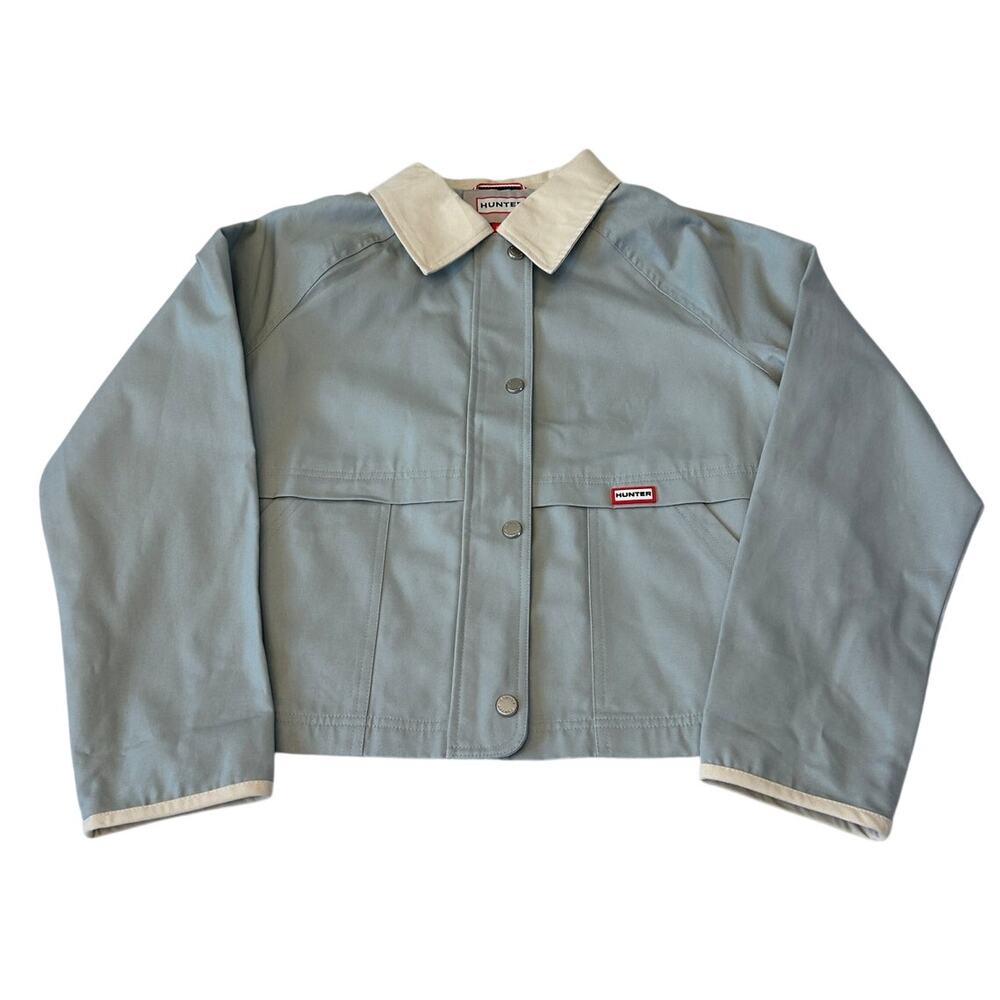 Hunter Women's Barn Utility Jacket Size M Olive Gray Canvas Collared Classic NWT